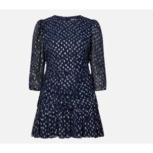 Tanya Taylor Raven Silk-Blend Sheath Dress Navy Metallic - Size 2